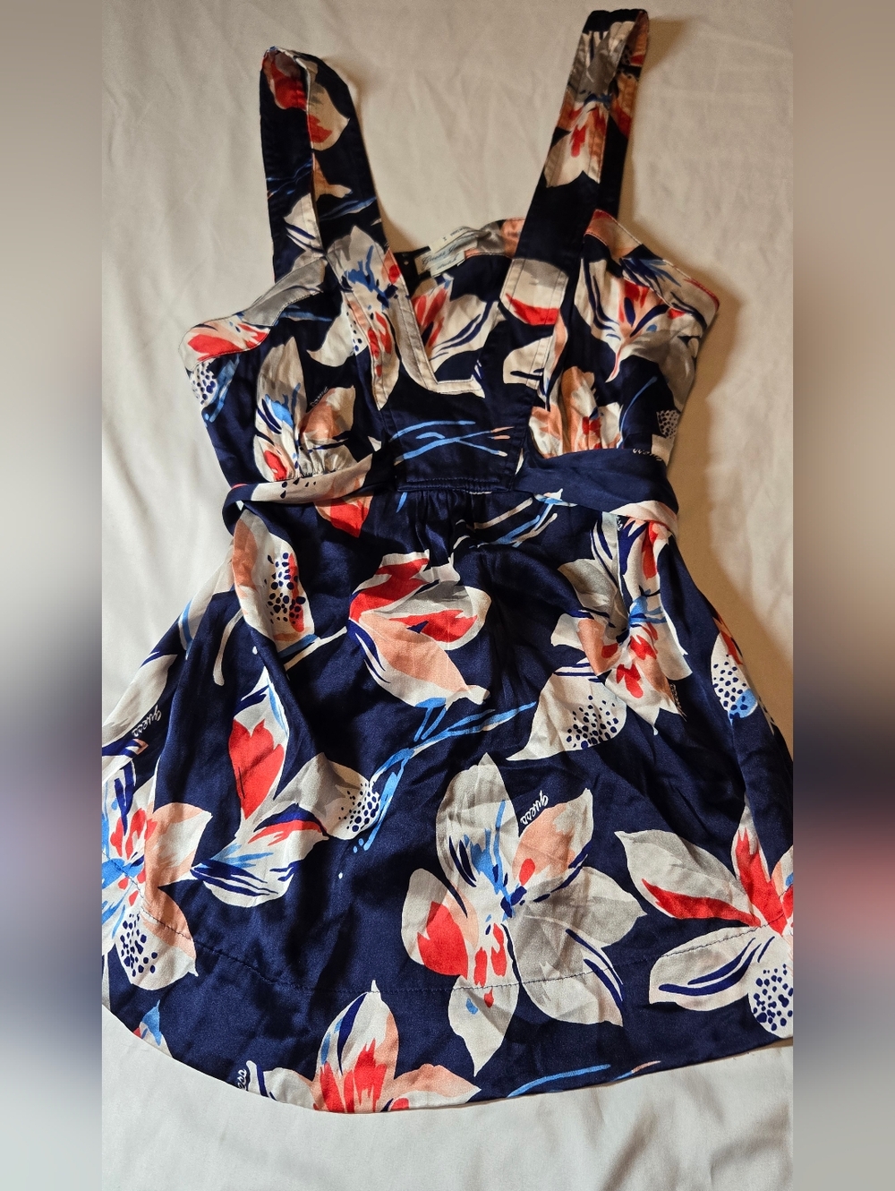 Guess Floral Navy, Red & Cream Tank Top